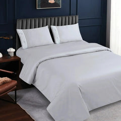 Malako Luxe Collection 550 TC Silver Grey Premium Embroidered Bedding