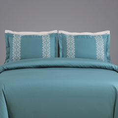 Malako Luxe Collection: 550 TC Teal Green Premium Embroidered Bedding - MALAKO