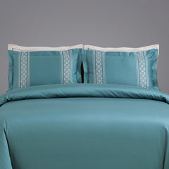 Malako Luxe Collection: 550 TC Teal Green Premium Embroidered Bedding - MALAKO