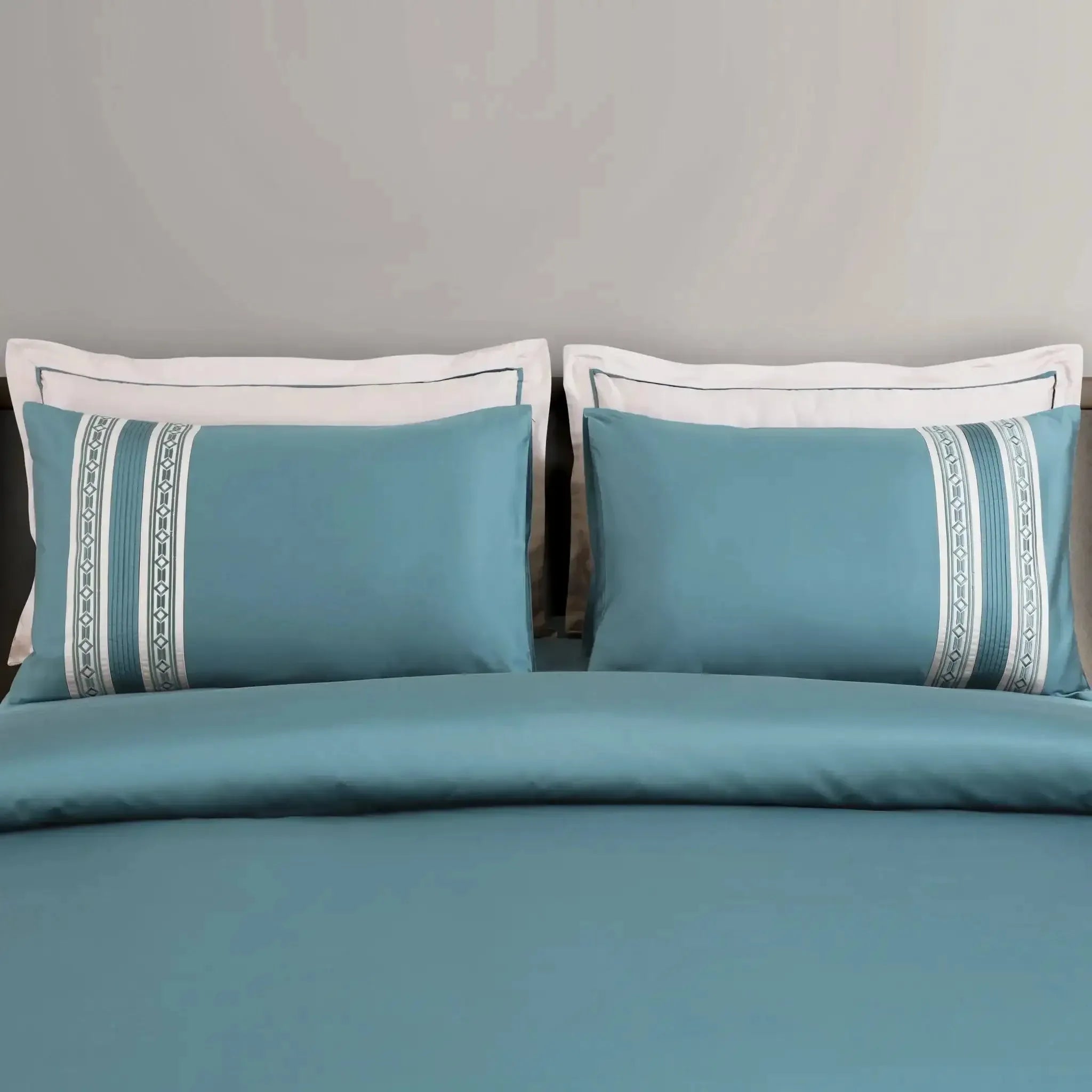 Malako Luxe Collection 550 TC Teal Green Premium Embroidered Bedding