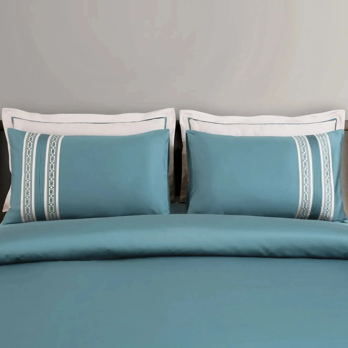Malako Luxe Collection 550 TC Teal Green Premium Embroidered Bedding