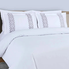 Malako Luxe Collection 550 TC White Premium Embroidered Bedding