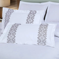 Malako Luxe Collection 550 TC White Premium Embroidered Bedding