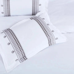 Malako Luxe Collection 550 TC White Premium Embroidered Bedding