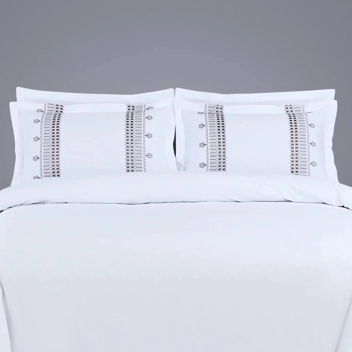 Malako Luxe Collection 550 TC White Premium Embroidered Bedding