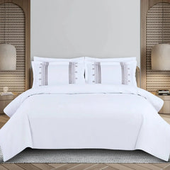 Malako Luxe Collection 550 TC White Premium Embroidered Bedding