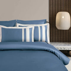 Malako Luxe: Oslo Collection 550TC Blue 100% Cotton Super King Size Duvet Cover Set