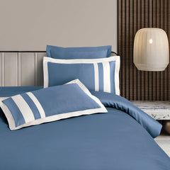 Malako Luxe: Oslo Collection 550TC Blue 100% Cotton Super King Size Bedding - MALAKO