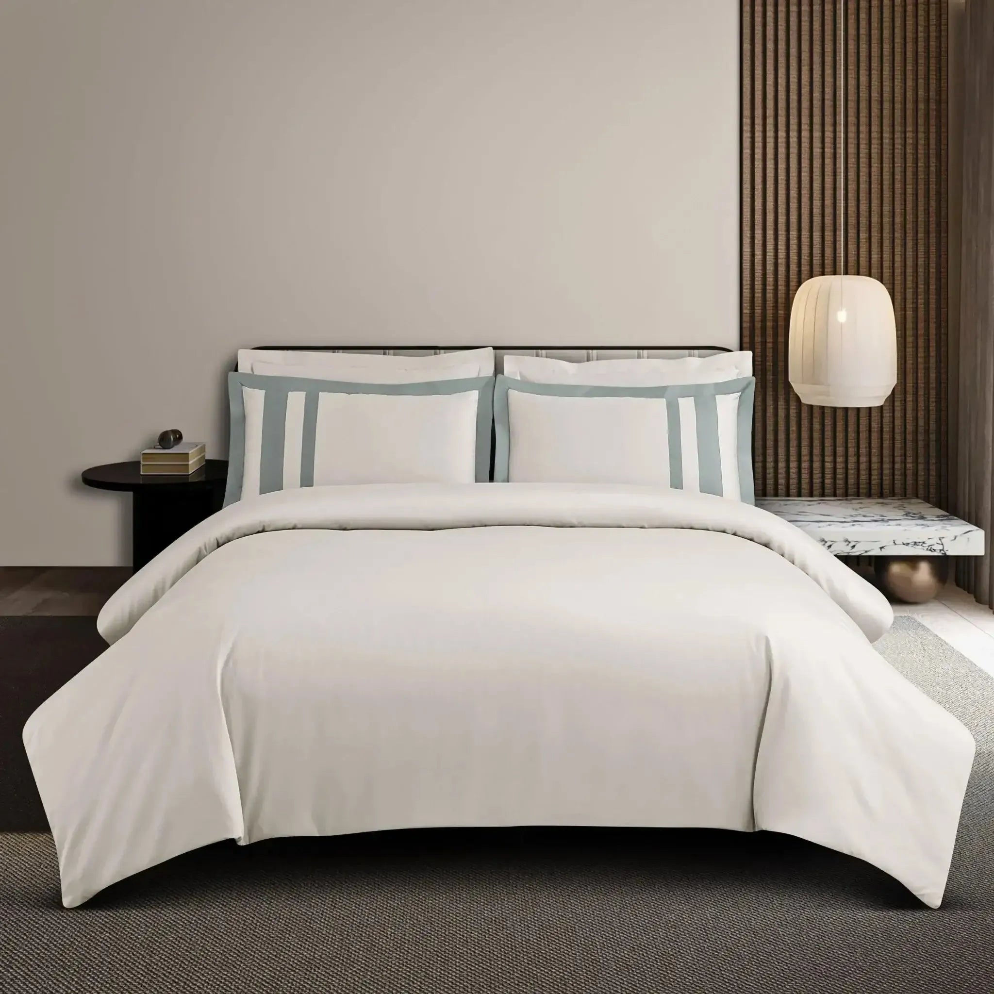 Malako Luxe: Oslo Collection 550TC Olive Beige 100% Cotton Super King Size Bedding