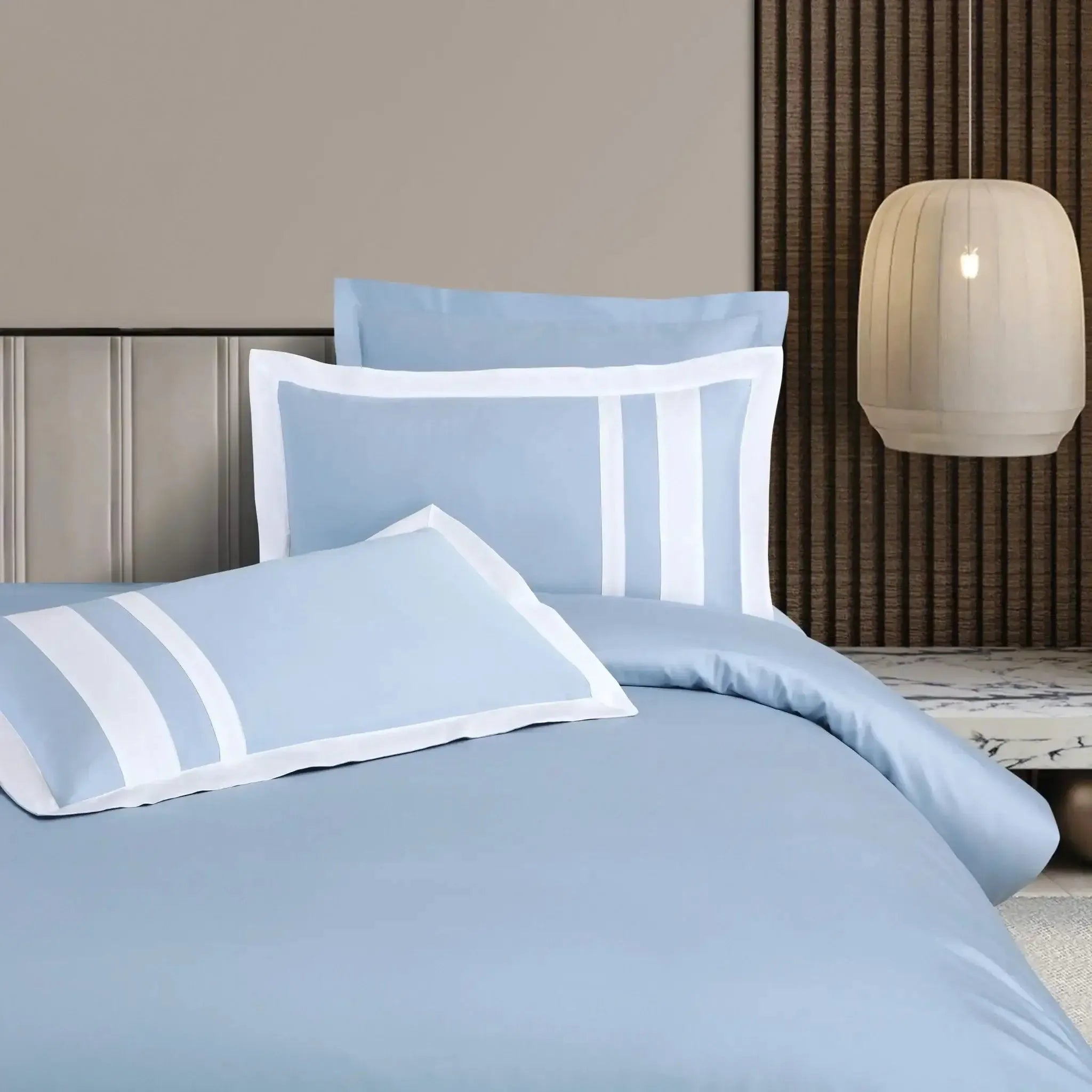 Malako Luxe: Oslo Collection 550TC Pigeon Blue 100% Cotton Super King Size Duvet Cover Set