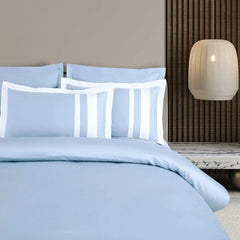 Malako Luxe: Oslo Collection 550TC Pigeon Blue 100% Cotton Super King Size Duvet Cover Set