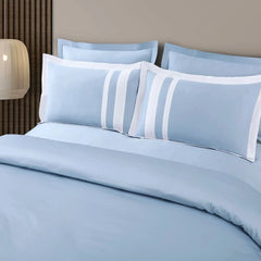 Malako Luxe: Oslo Collection 550TC Pigeon Blue 100% Cotton Super King Size Duvet Cover Set