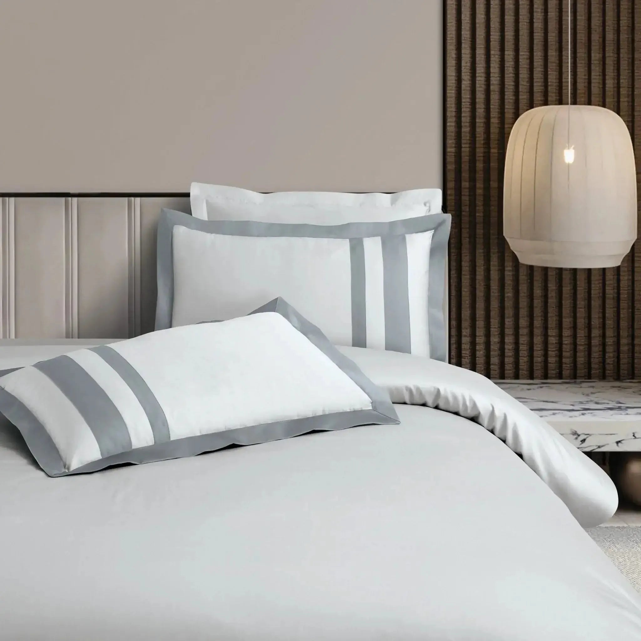 Malako Luxe: Oslo Collection 550TC Silver Grey 100% Cotton Super King Size Bedding