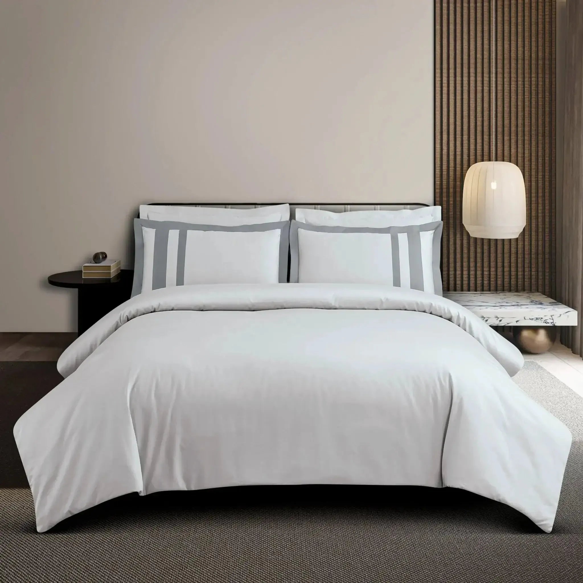 Malako Luxe: Oslo Collection 550TC Silver Grey 100% Cotton Super King Size Bedding
