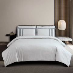 Malako Luxe: Oslo Collection 550TC Silver Grey 100% Cotton Super King Size Bedding - MALAKO
