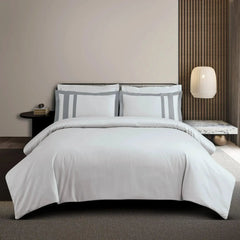 Malako Luxe: Oslo Collection 550TC Silver Grey 100% Cotton Super King Size Bedding