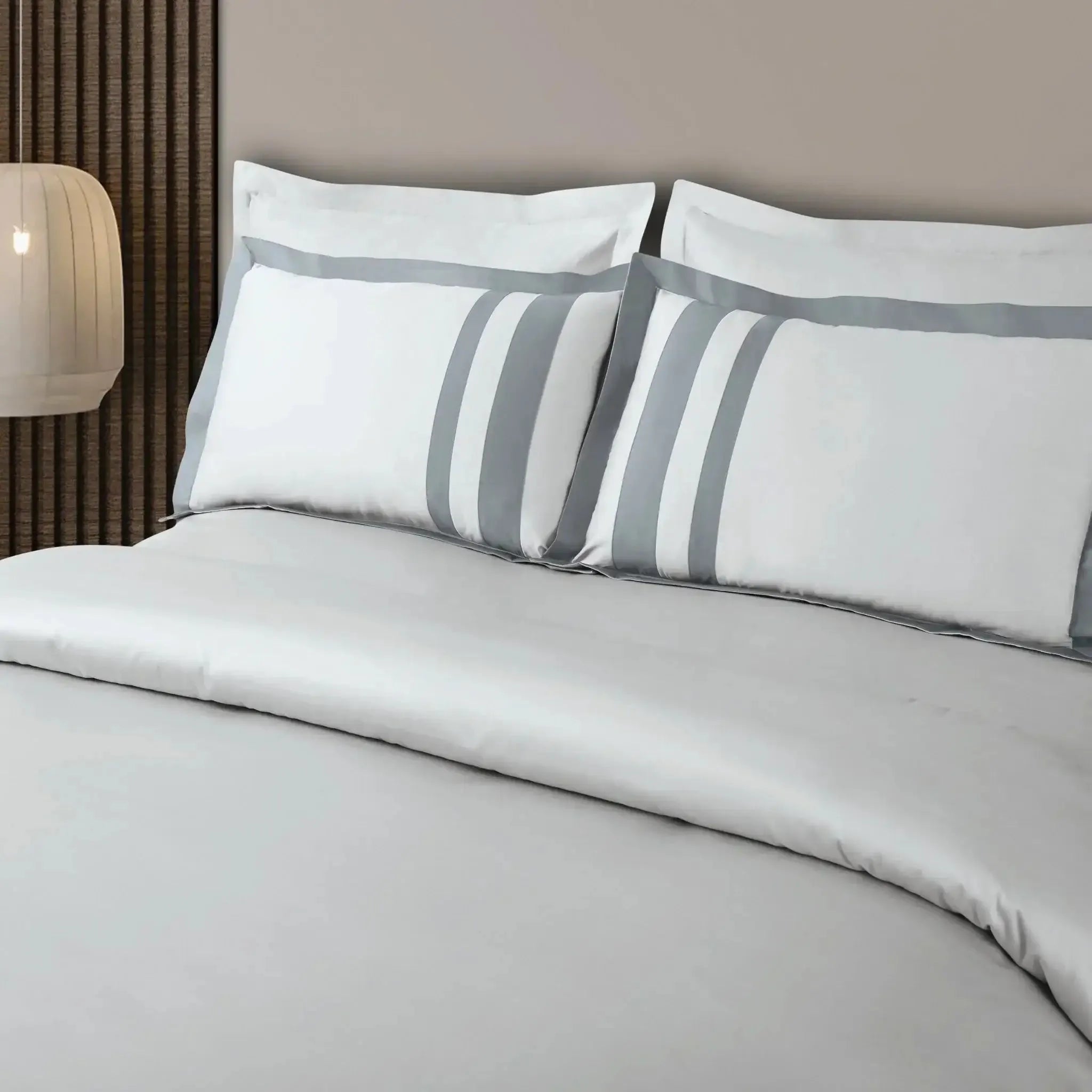 Malako Luxe: Oslo Collection 550TC Silver Grey 100% Cotton Super King Size Bedding