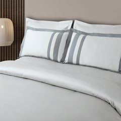 Malako Luxe: Oslo Collection 550TC Silver Grey 100% Cotton Super King Size Bedding - MALAKO
