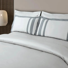Malako Luxe: Oslo Collection 550TC Silver Grey 100% Cotton Super King Size Bedding