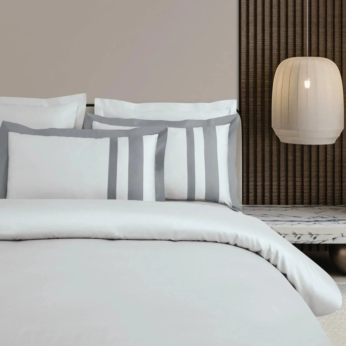 Malako Luxe: Oslo Collection 550TC Silver Grey 100% Cotton Super King Size Bedding