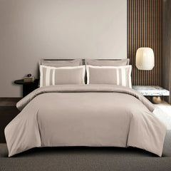 Malako Luxe: Oslo Collection 550TC Taupe Brown 100% Cotton Super King Size Bedding