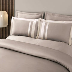 Malako Luxe: Oslo Collection 550TC Taupe Brown 100% Cotton Super King Size Bedding