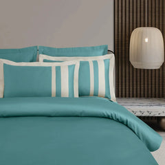 Malako Luxe: Oslo Collection 550TC Teal Green 100% Cotton Super King Size Duvet Cover Set