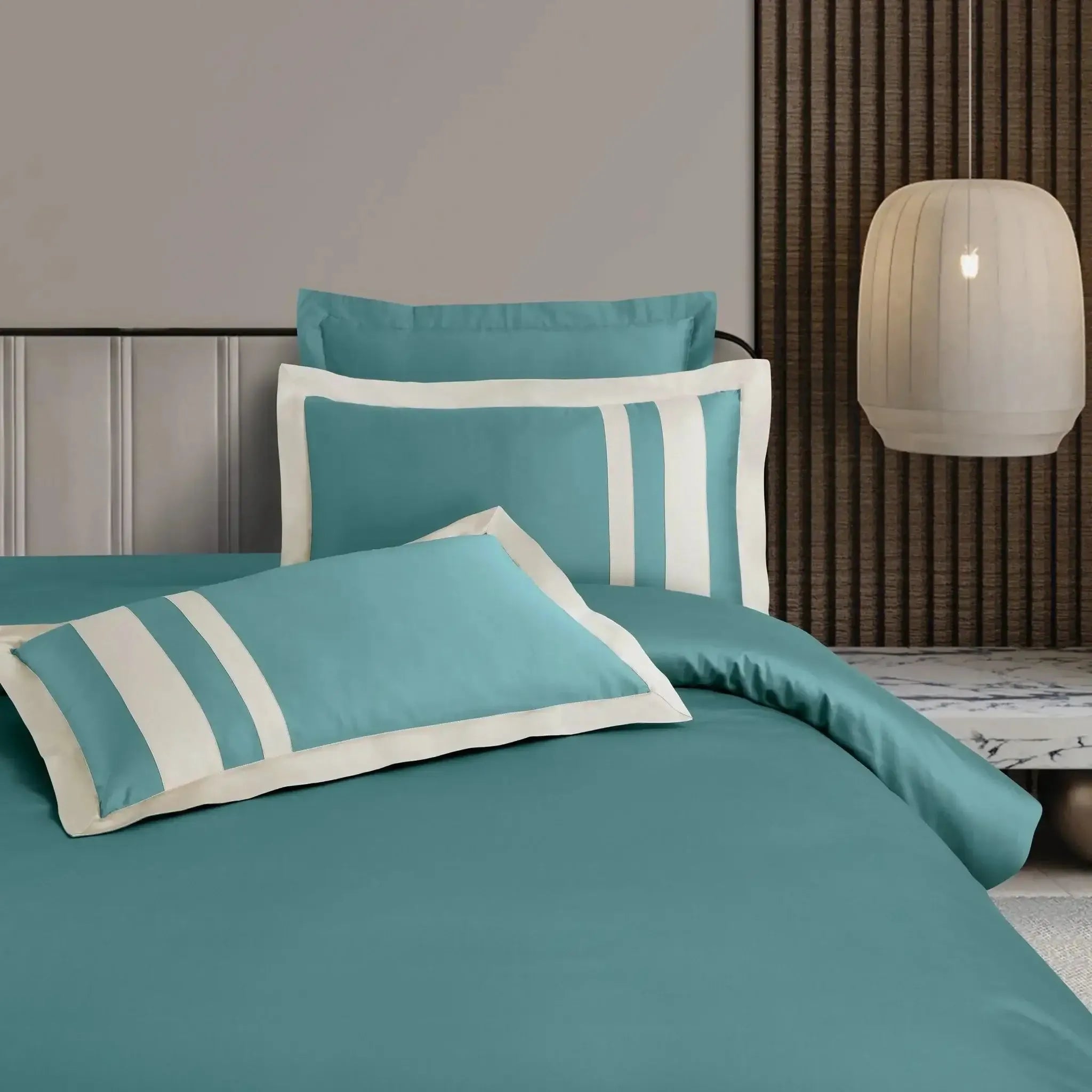 Malako Luxe: Oslo Collection 550TC Teal Green 100% Cotton Super King Size Duvet Cover Set