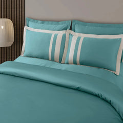 Malako Luxe: Oslo Collection 550TC Teal Green 100% Cotton Super King Size Duvet Cover Set