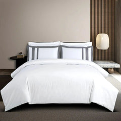 Malako Luxe: Oslo Collection 550TC White 100% Cotton Super King Size Duvet Cover Set