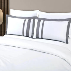 Malako Luxe: Oslo Collection 550TC White 100% Cotton Super King Size Duvet Cover Set