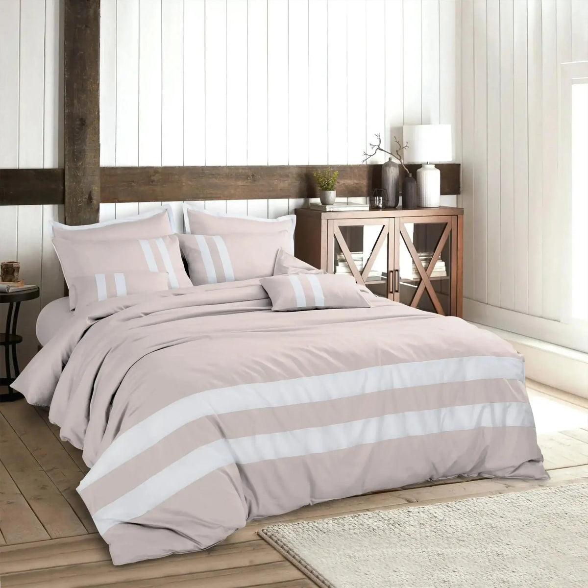 Malako Luxe Solid Duvet Cover Set - Almond Beige 100% Cotton King Size Duvet Set - MALAKO
