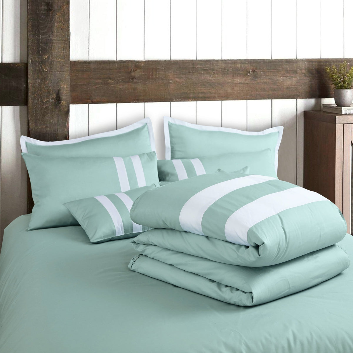 Malako Luxe Solid Duvet Cover Set - Mint Green 100% Cotton King Size Duvet Set (Copy) - MALAKO