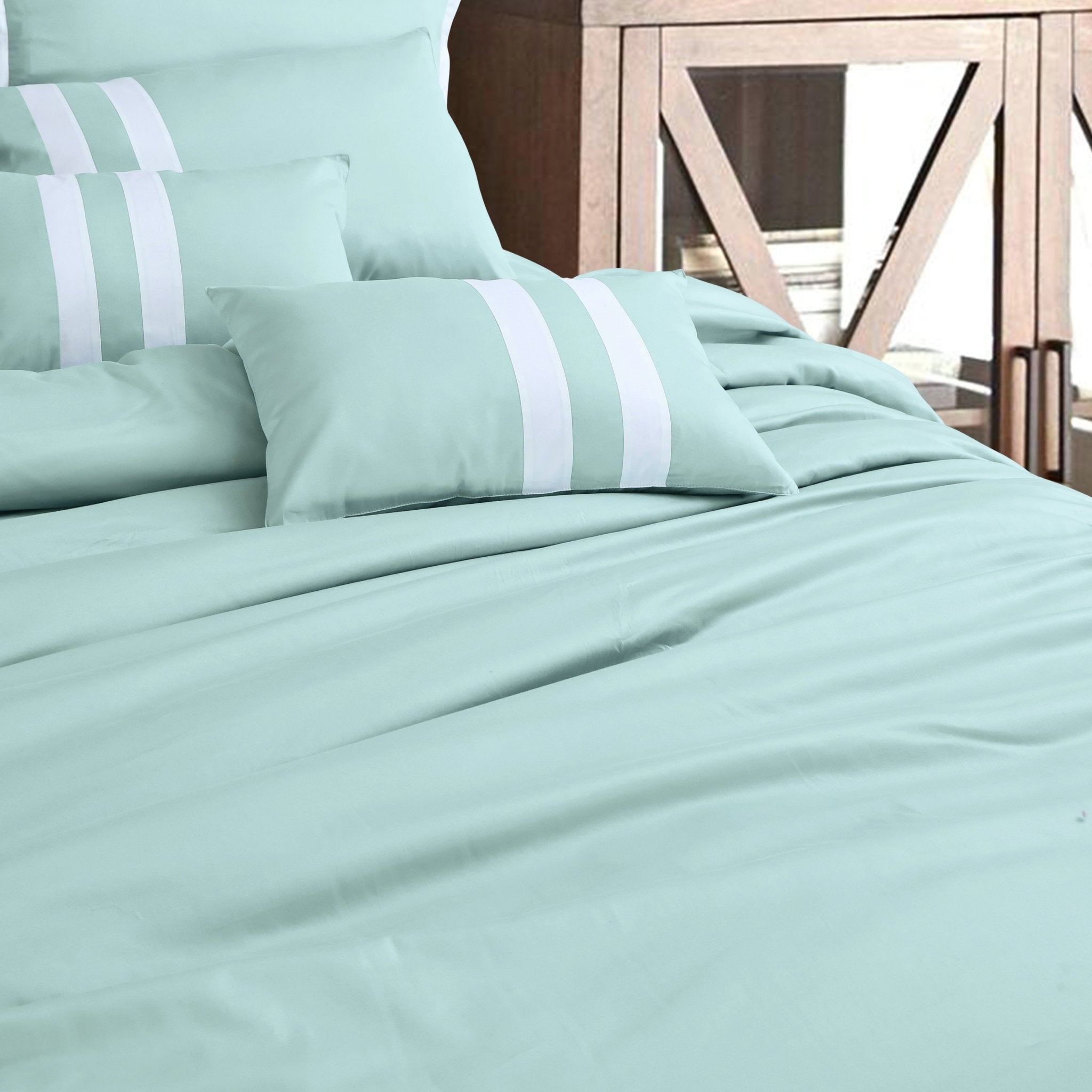 Malako Luxe Solid Duvet Cover Set - Mint Green 100% Cotton King Size Duvet Set (Copy) - MALAKO