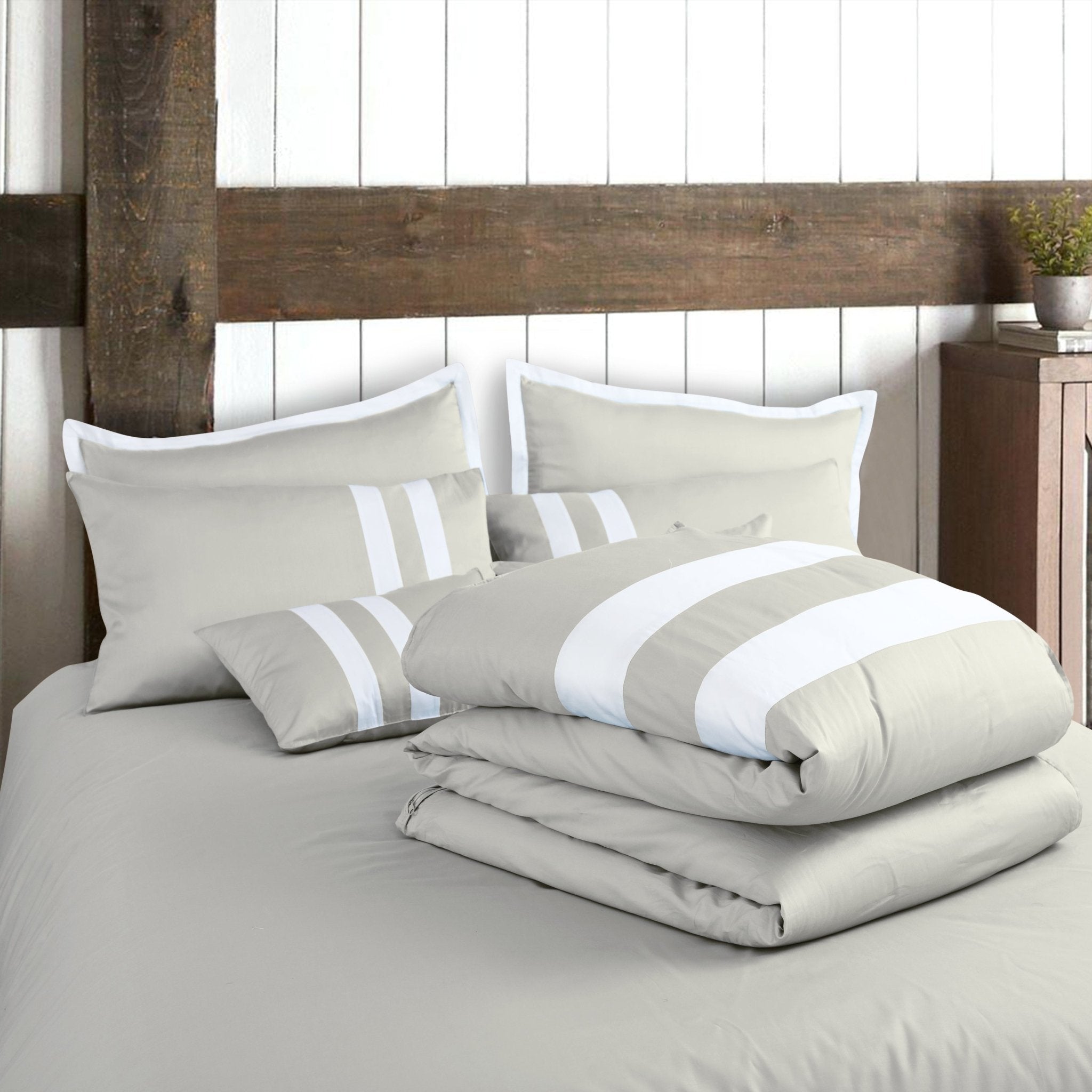 Malako Luxe Solid Duvet Cover Set - Olive Beige 100% Cotton King Size Duvet Set - MALAKO