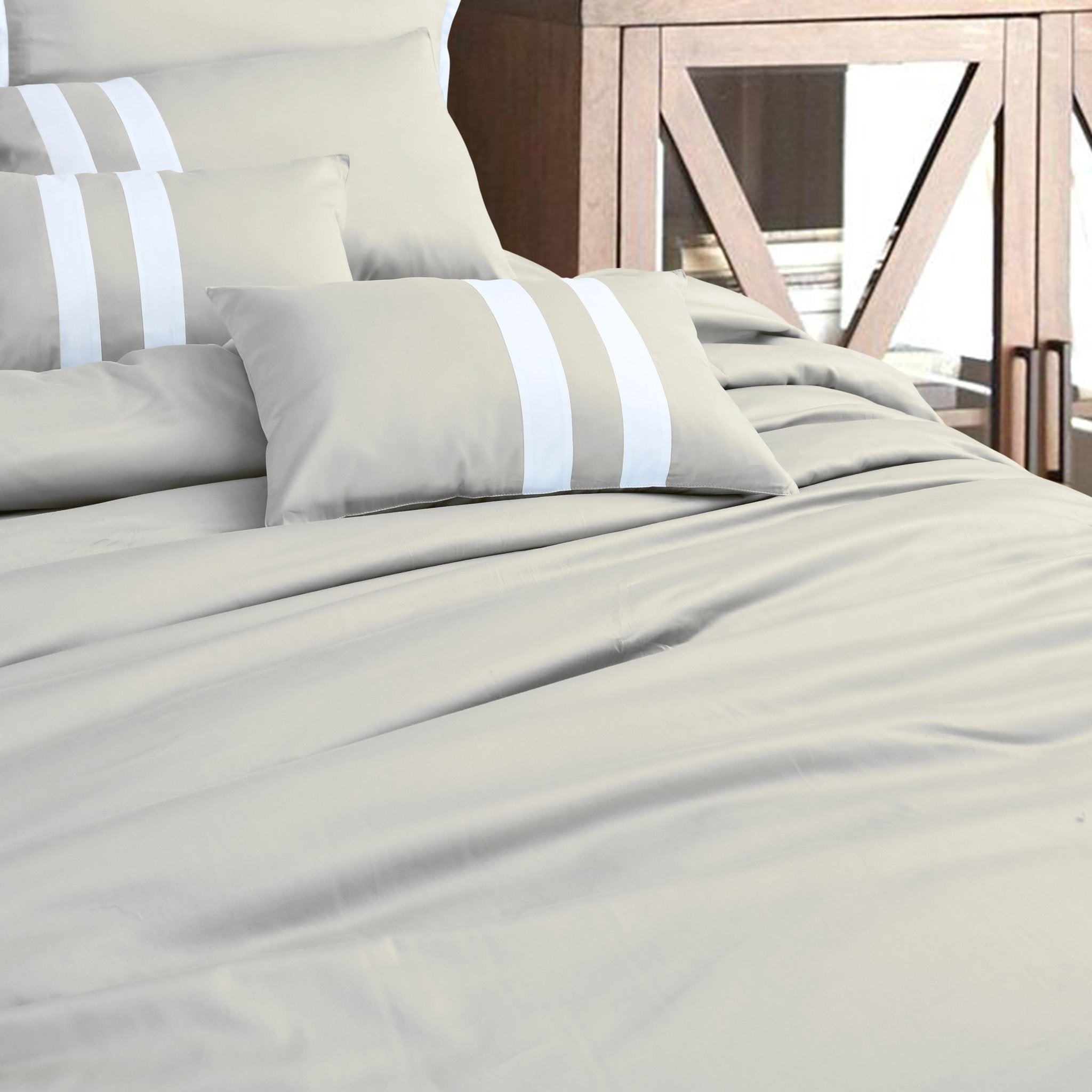 Malako Luxe Solid Duvet Cover Set - Olive Beige 100% Cotton King Size Duvet Set - MALAKO