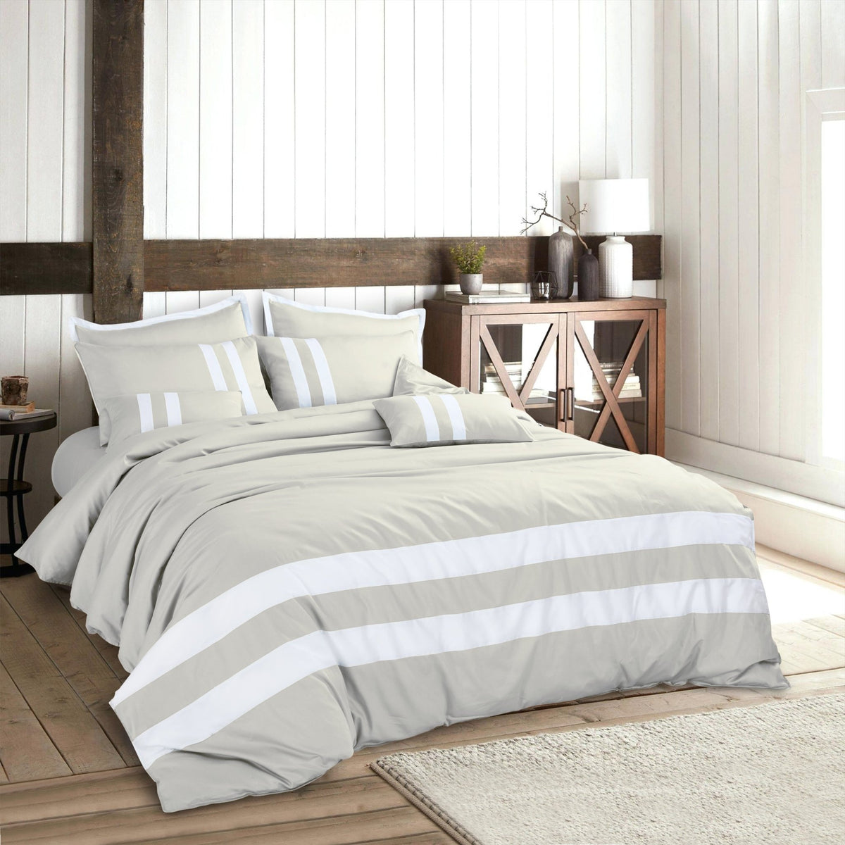 Malako Luxe Solid Duvet Cover Set - Olive Beige 100% Cotton King Size Duvet Set - MALAKO