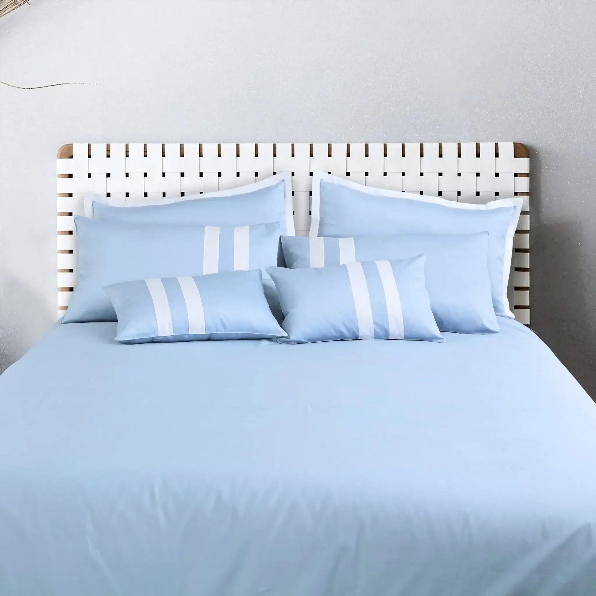 Malako Luxe Solid Duvet Cover Set - Pigeon Blue 100% Cotton King Size Duvet Set - MALAKO