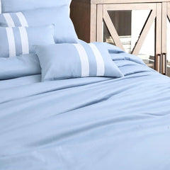 Malako Luxe Solid Duvet Cover Set - Pigeon Blue 100% Cotton King Size Duvet Set - MALAKO