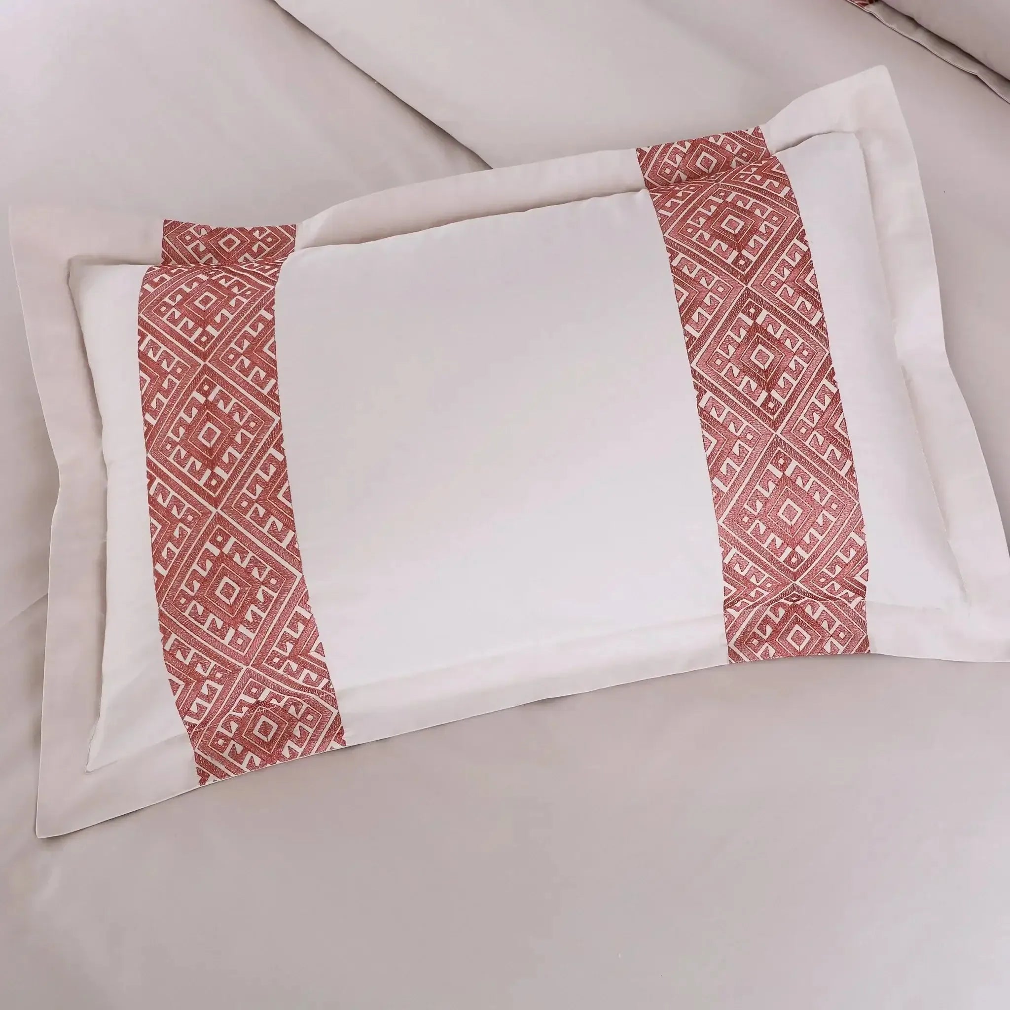 Malako Luxe Stitch & Dream 550 TC Almond Beige & Cedar Premium Embroidered Bedding