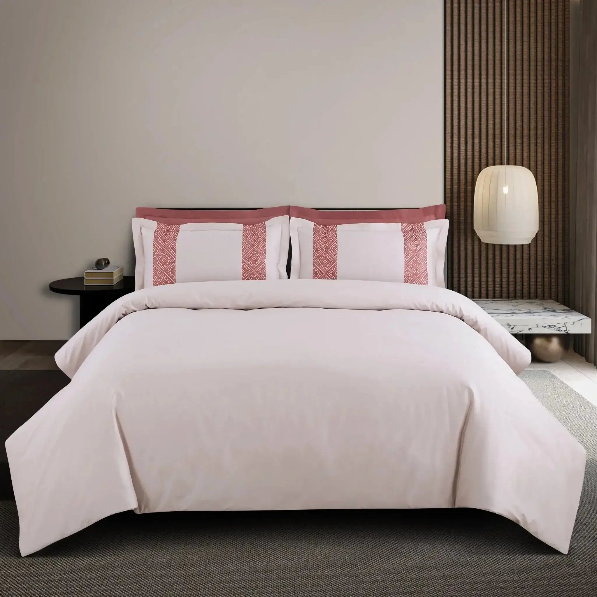 Malako Luxe Stitch & Dream 550 TC Almond Beige & Cedar Premium Embroidered Bedding