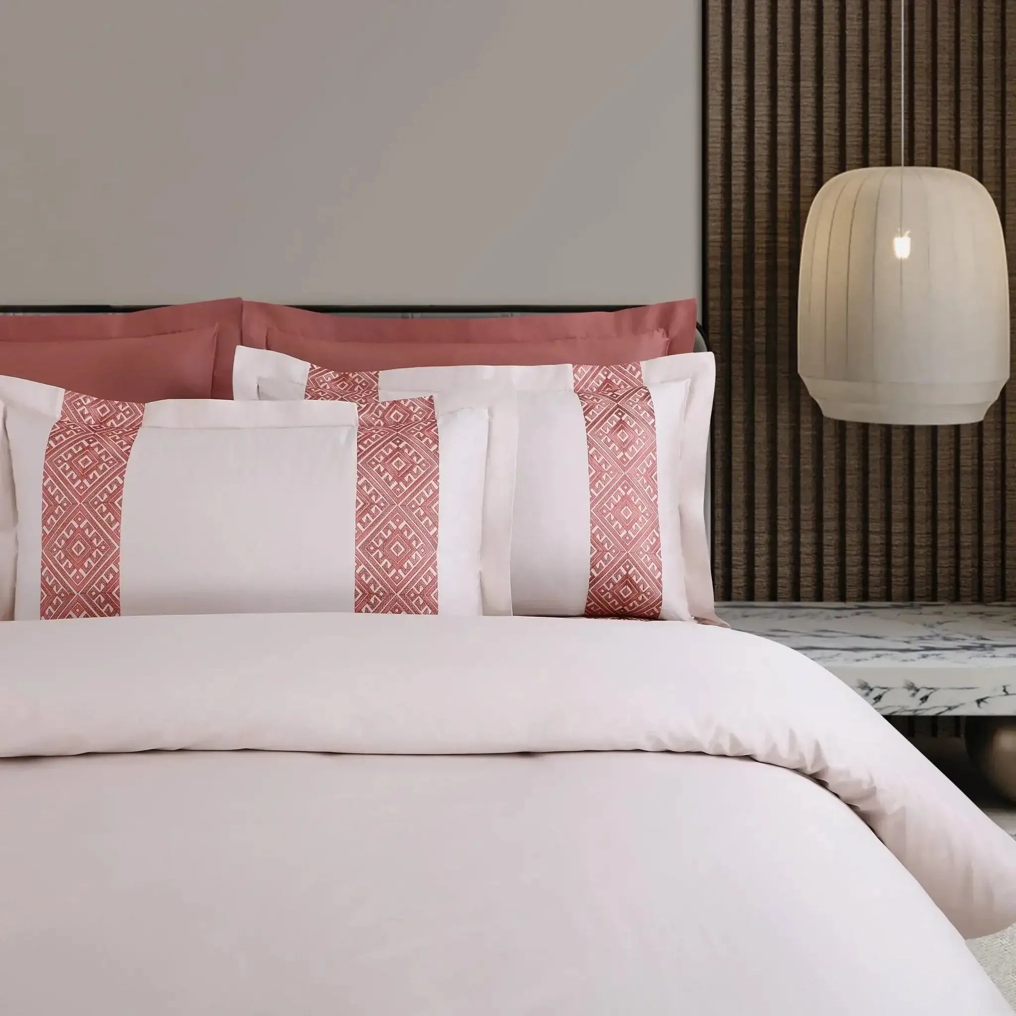 Malako Luxe Stitch & Dream 550 TC Almond Beige & Cedar Premium Embroidered Bedding