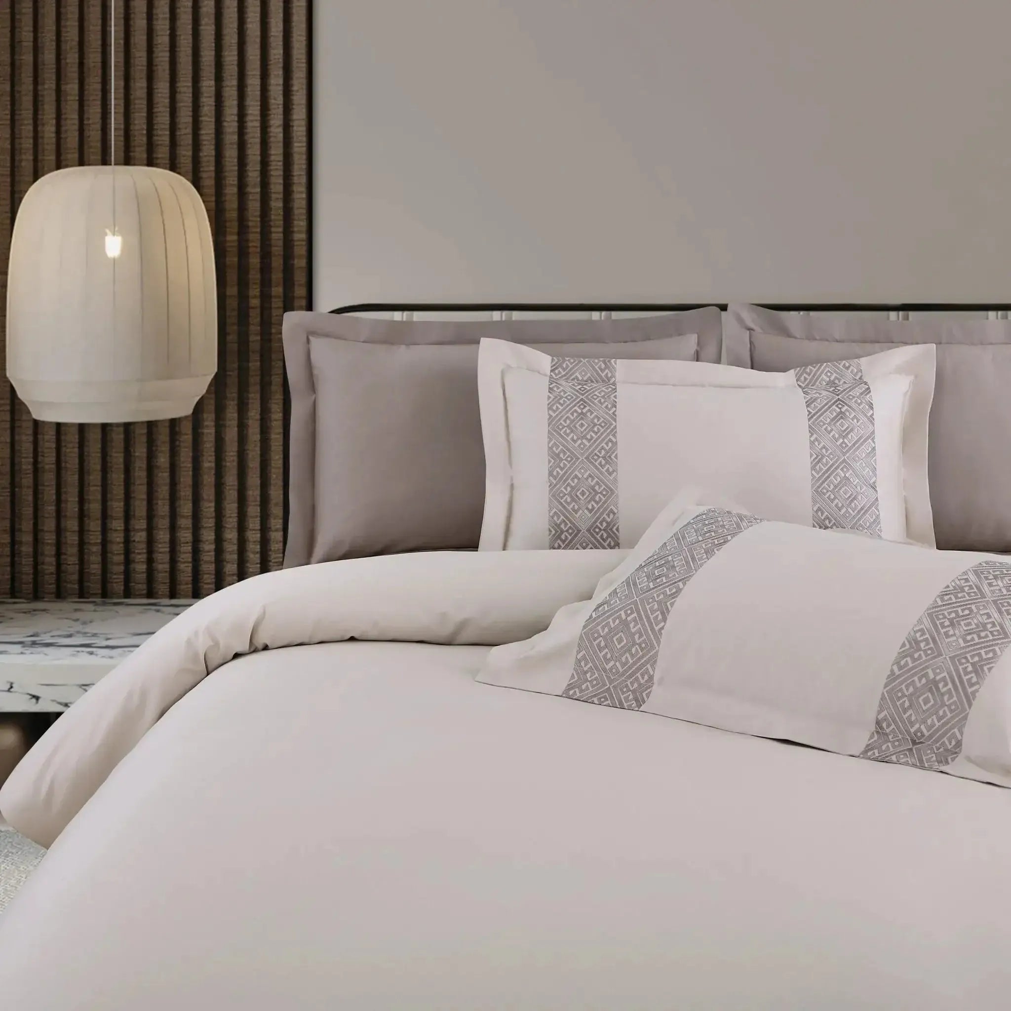 Malako Luxe Stitch & Dream 550 TC Beige & Taupe Premium Embroidered Bedding