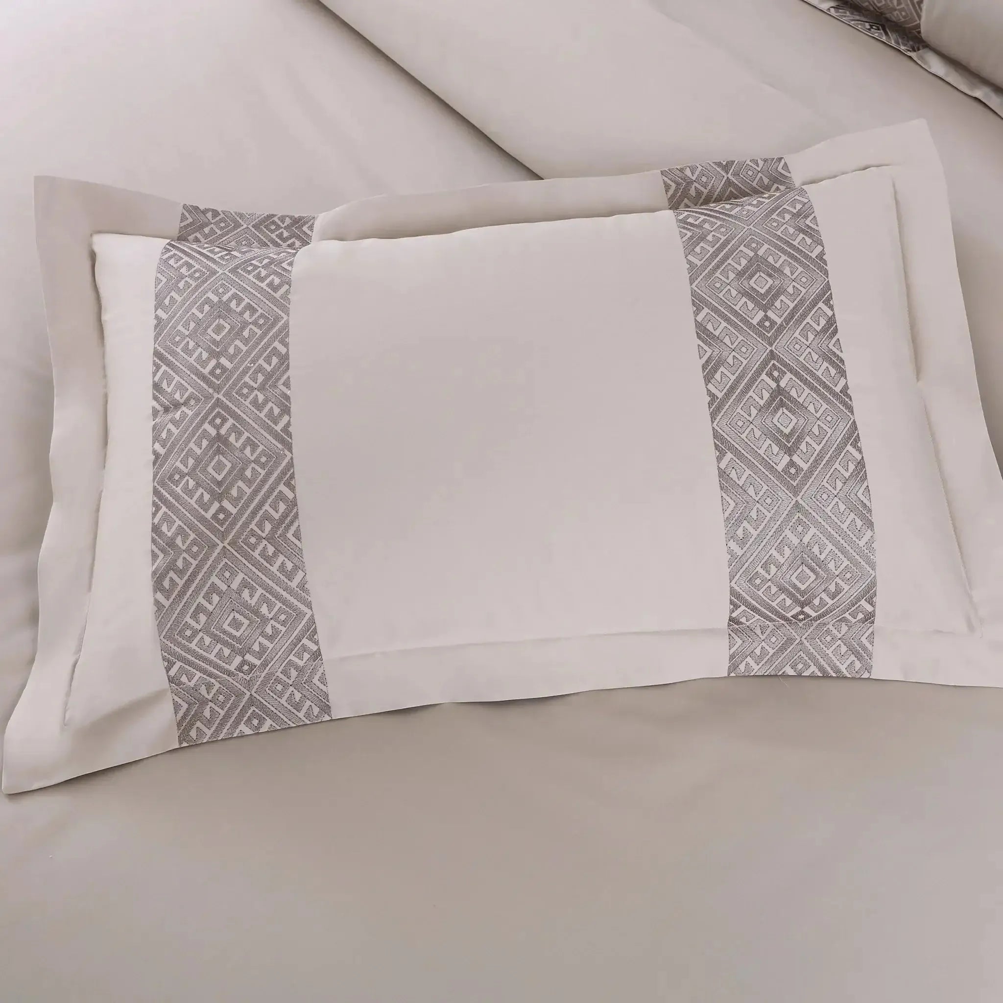 Malako Luxe Stitch & Dream 550 TC Beige & Taupe Premium Embroidered Bedding