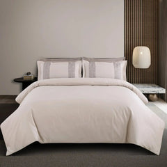 Malako Luxe Stitch & Dream 550 TC Beige & Taupe Premium Embroidered Bedding