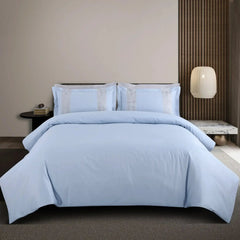 Malako Luxe Stitch & Dream 550 TC Blue & Silver Premium Embroidered Bedding