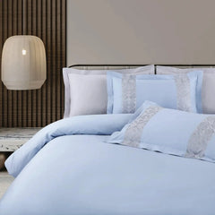 Malako Luxe Stitch & Dream 550 TC Blue & Silver Premium Embroidered Bedding