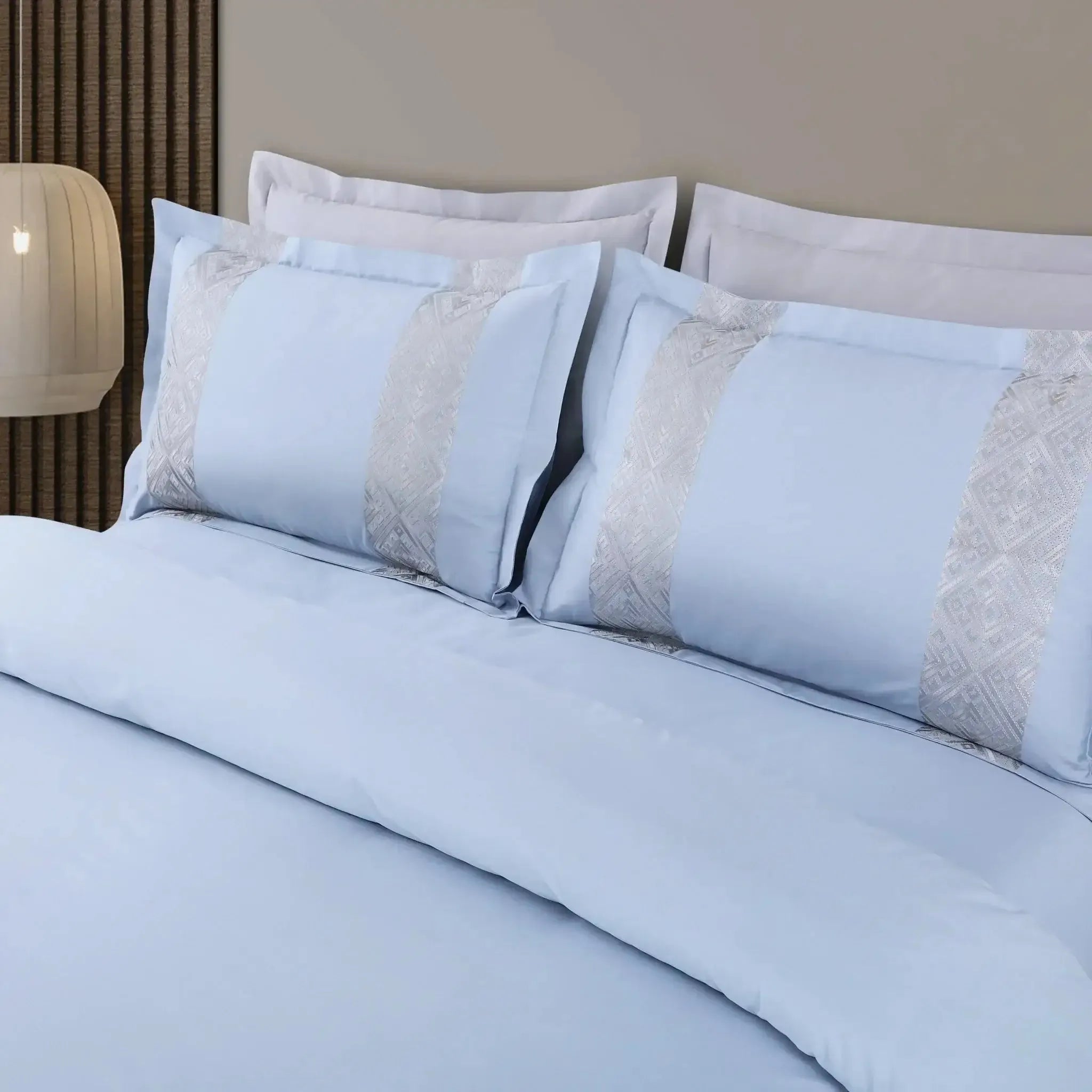 Malako Luxe Stitch & Dream 550 TC Blue & Silver Premium Embroidered Bedding