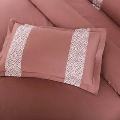 Malako Luxe Stitch & Dream 550 TC Cedar & Almond Beige Premium Embroidered Bedding