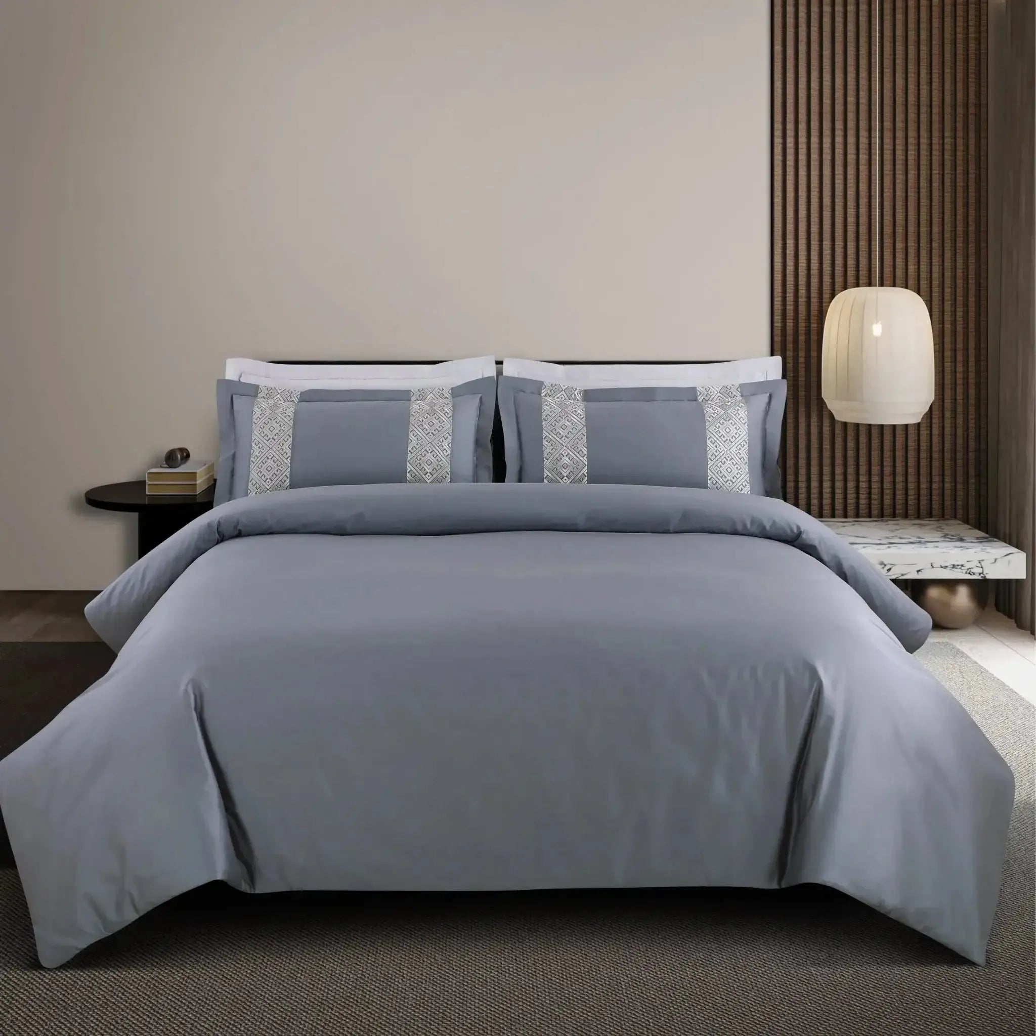 Malako Luxe Stitch & Dream 550 TC Taupe & Beige Premium Embroidered Bedding